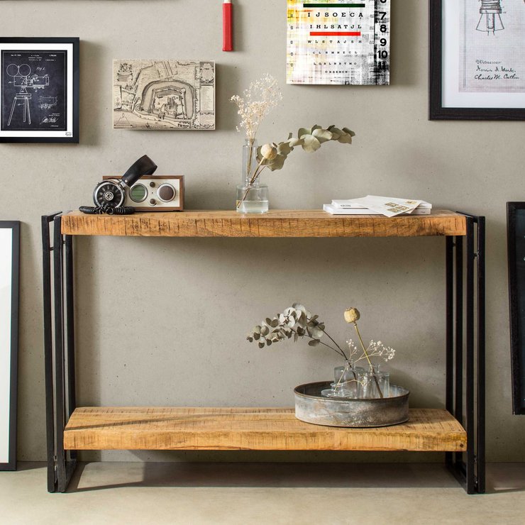Console Table Reclaimed Wood & Metal Cosmo Industrial