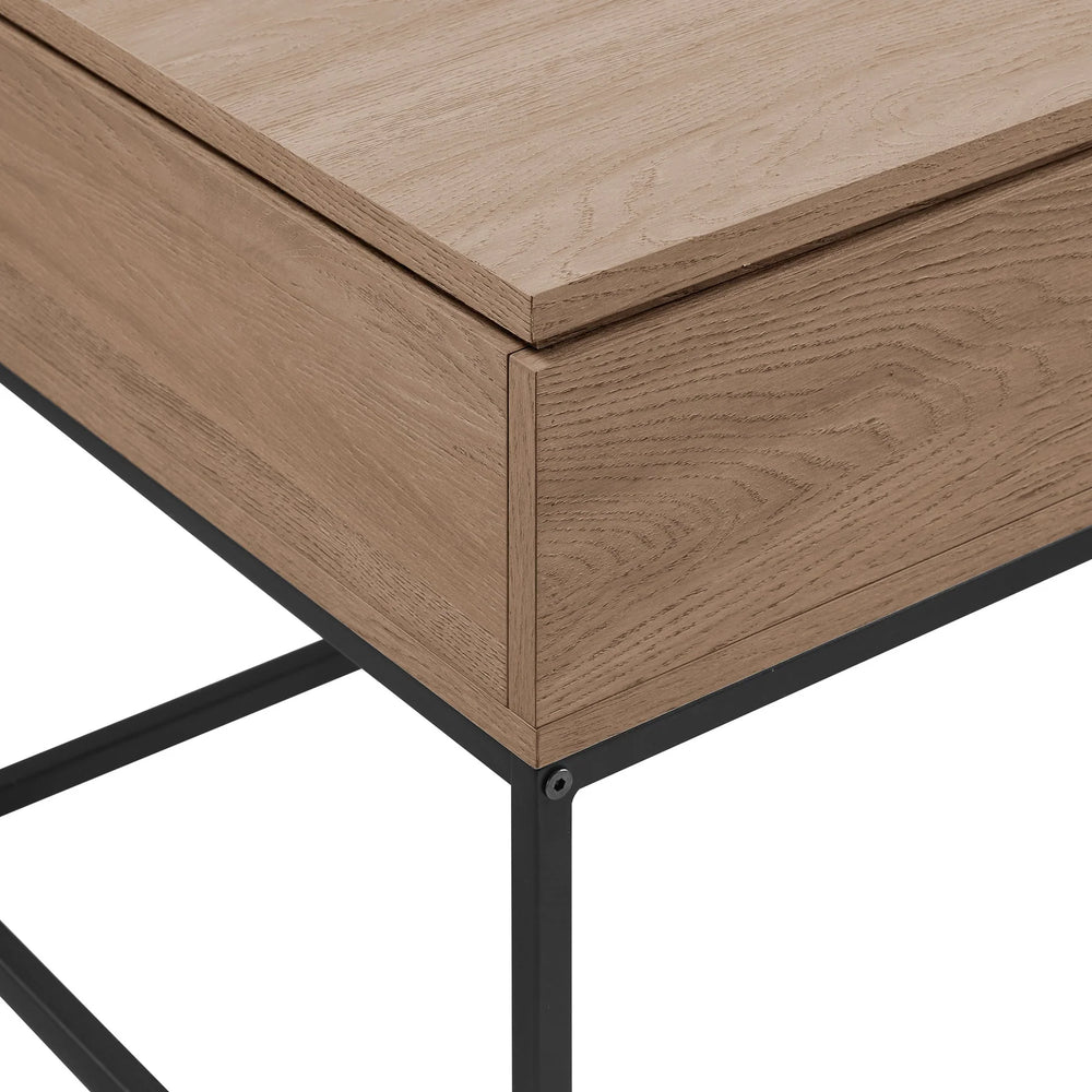 Modern Wood and Metal Lift Top Coffee Table Smoked Oak Weddel