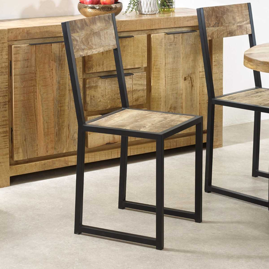 Metal & Mango Wood Dining Chair - Set of 2 Cosmo Industrial