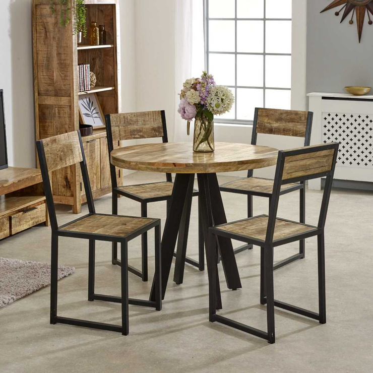 Metal & Mango Wood Dining Chair - Set of 2 Cosmo Industrial