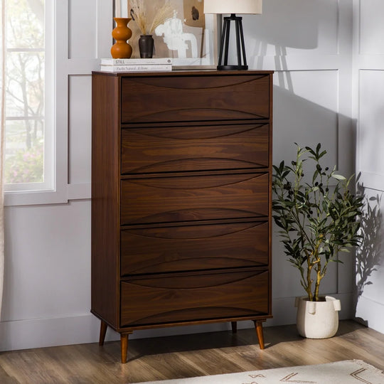 Solid Wood Modern Drawer Chest  Walnut Argatha