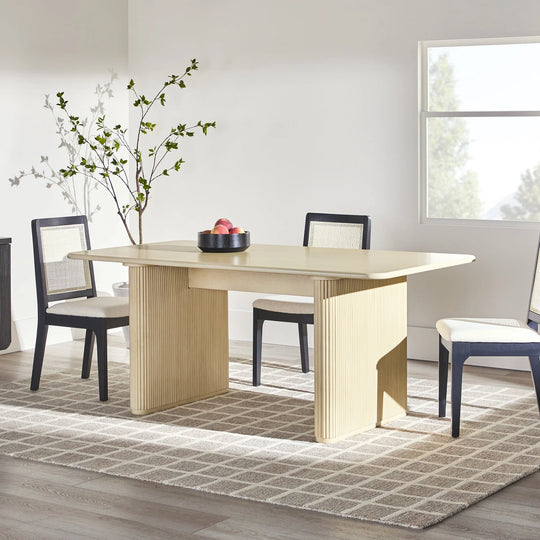 Dining Table with Reeded Base Birch Meryl