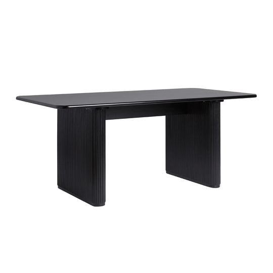 Dining Table with Reeded Base Black Meryl