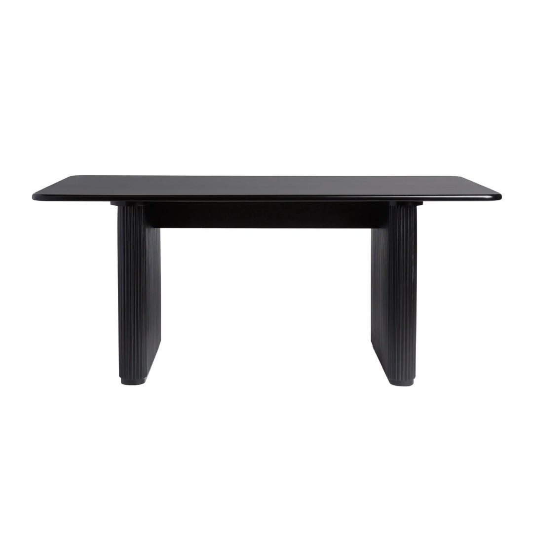 Dining Table with Reeded Base Black Meryl