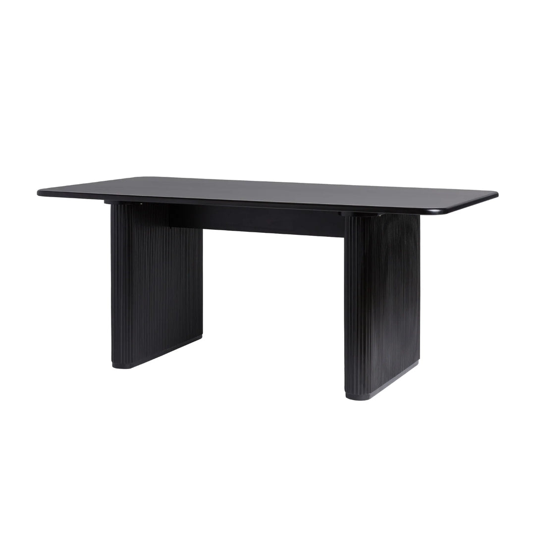 Dining Table with Reeded Base Black Meryl