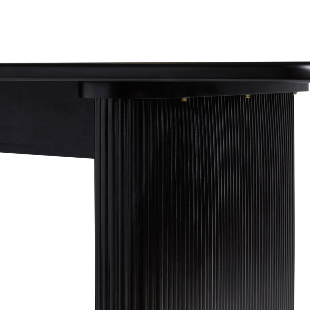 Dining Table with Reeded Base Black Meryl