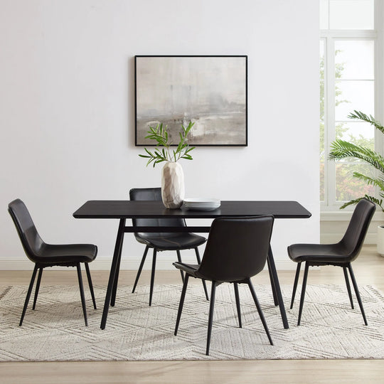 Veneer and Metal Dining Table Black Rosman