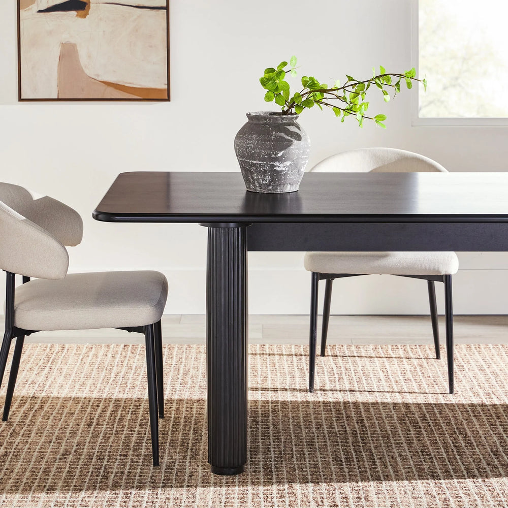 Dining Table with Reeded Base Black Meryl