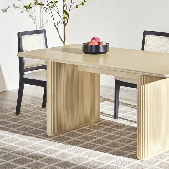 Dining Table with Reeded Base Birch Meryl