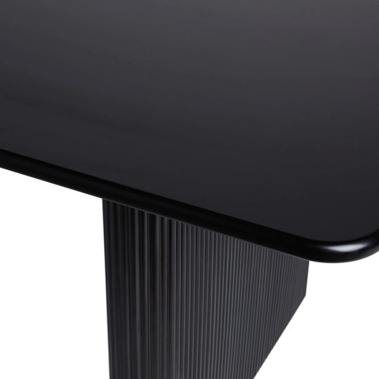 Dining Table with Reeded Base Black Meryl