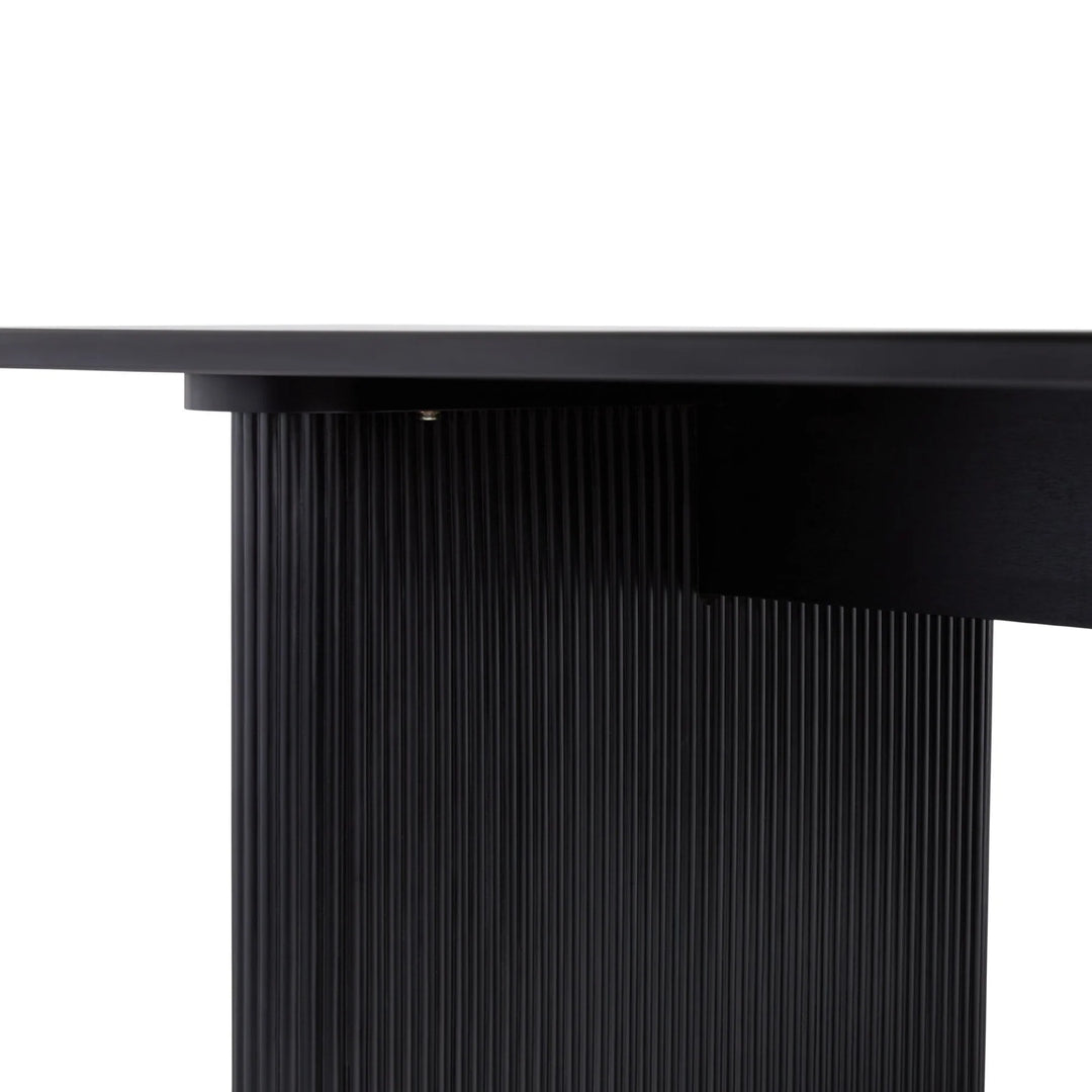 Dining Table with Reeded Base Black Meryl