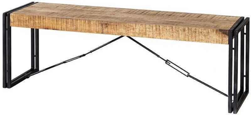 Black Metal & Mango Wood Bench 140cm x 40cm Cosmo Industrial