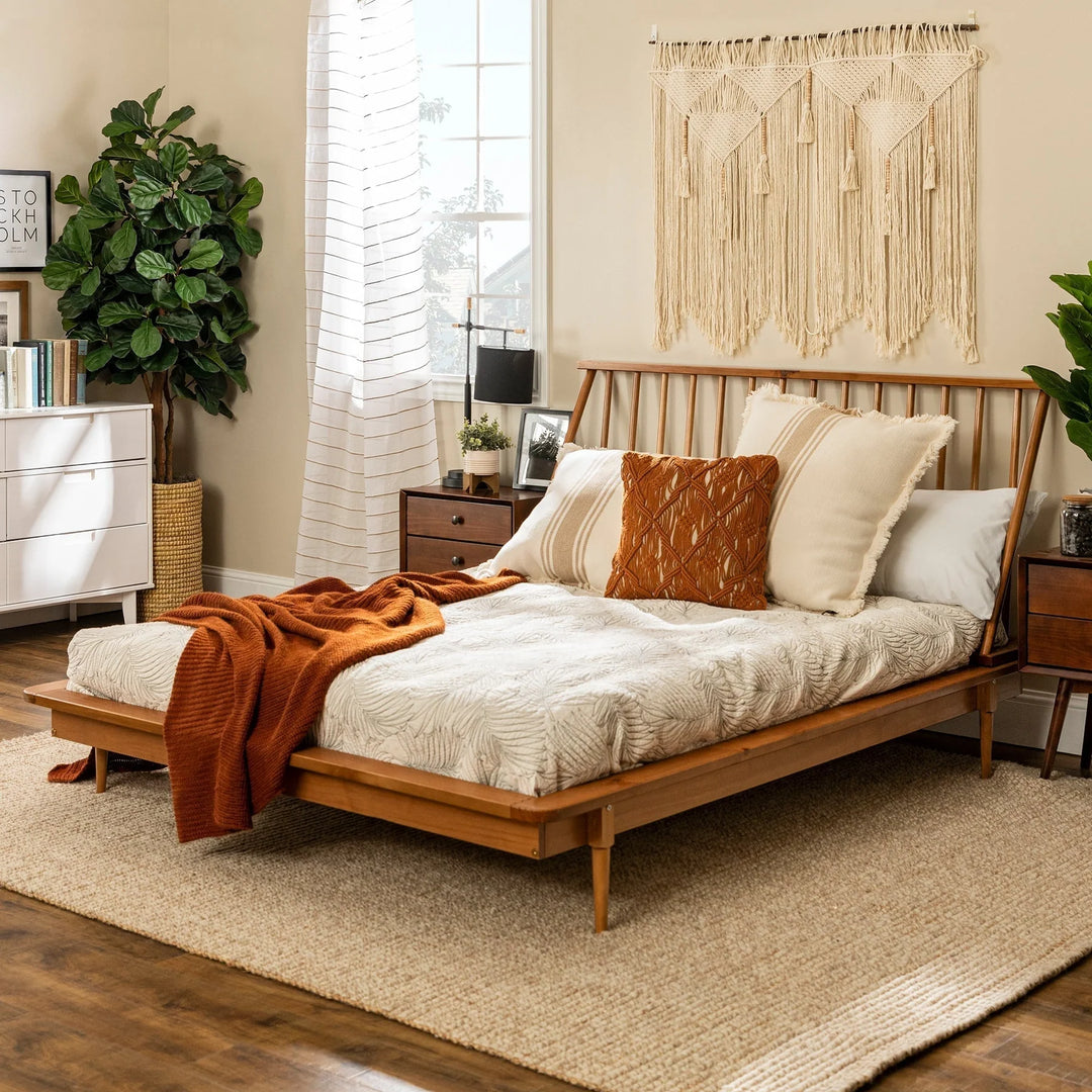 Back Solid Wood Bed Caramel Vida