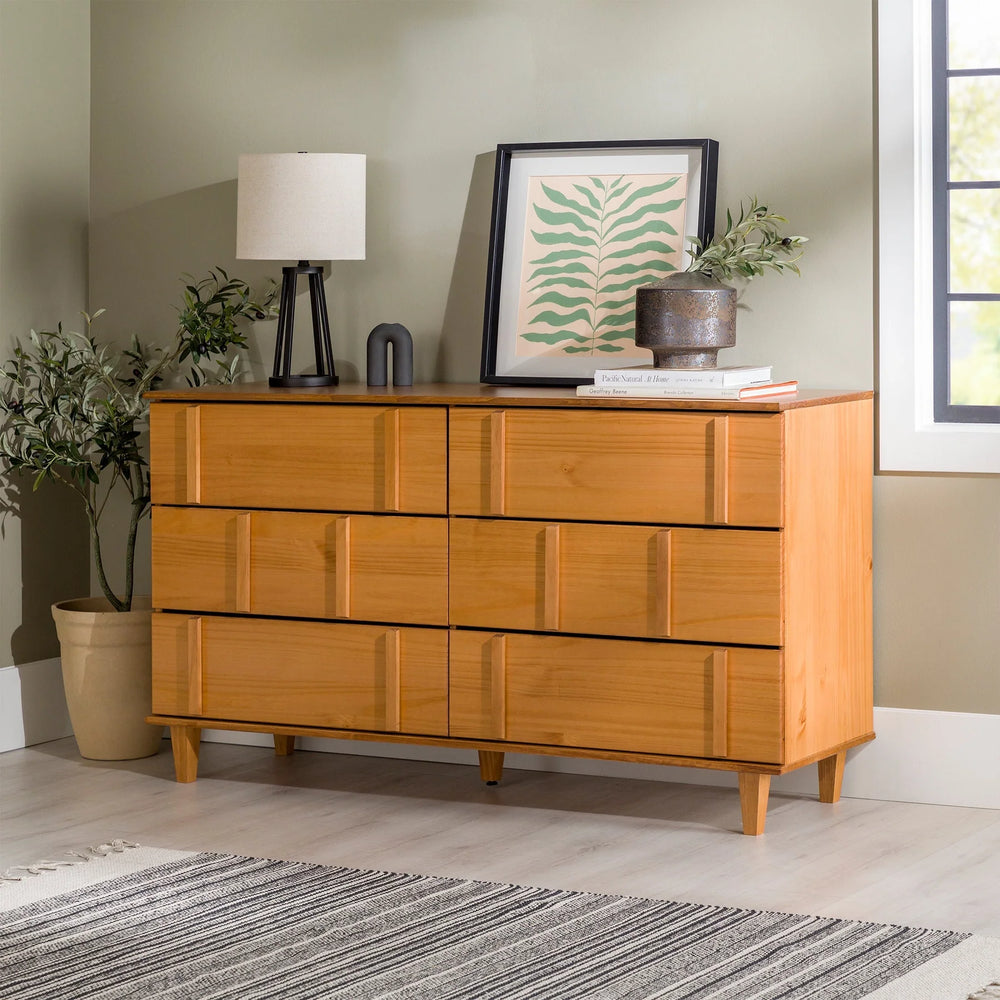 Modern Solid Wood Drawer Chest Caramel Tennie