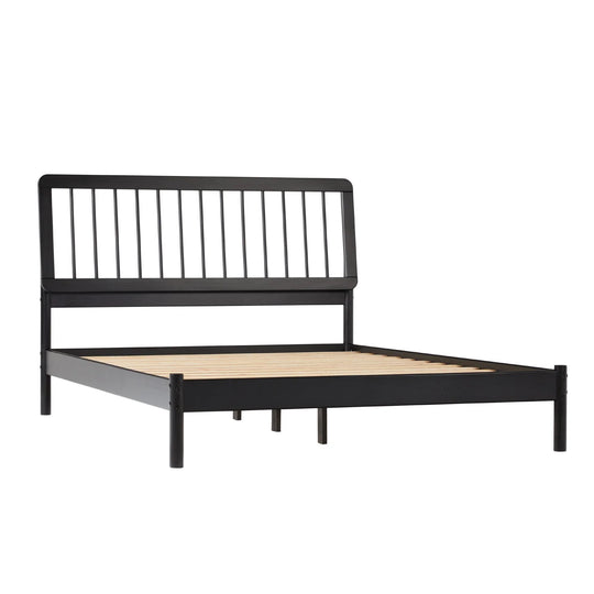 Modern Solid Wood Bed Black Caman