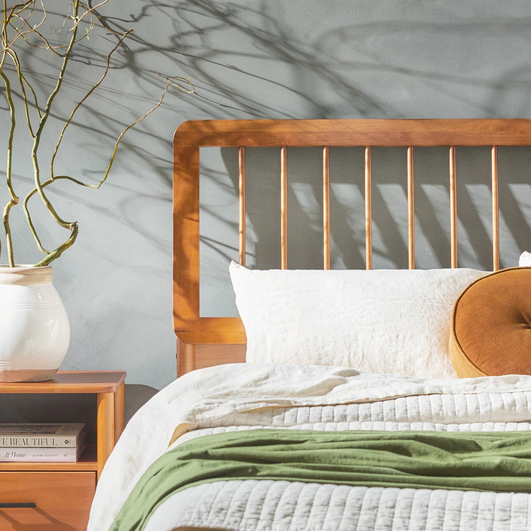 Modern Slatted Solid Wood Bed Caramel Taman