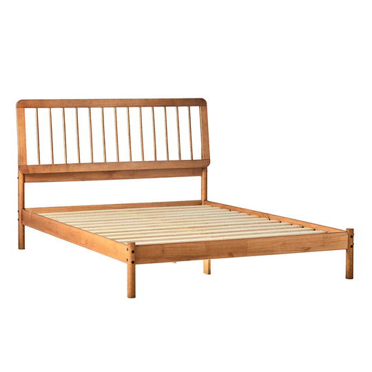 Modern Slatted Solid Wood Bed Caramel Taman