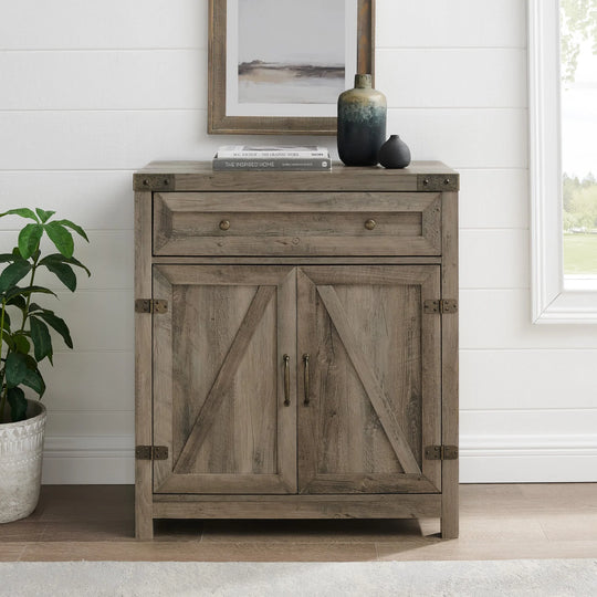 Barn Door Cabinet Grey Wash Jermecia