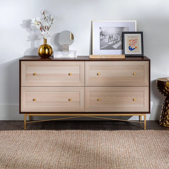 4 Drawer Dresser Dark Walnut/White Poplar Kenone