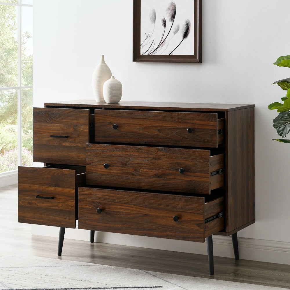 5 Drawer Dresser Dark Walnut Arfon