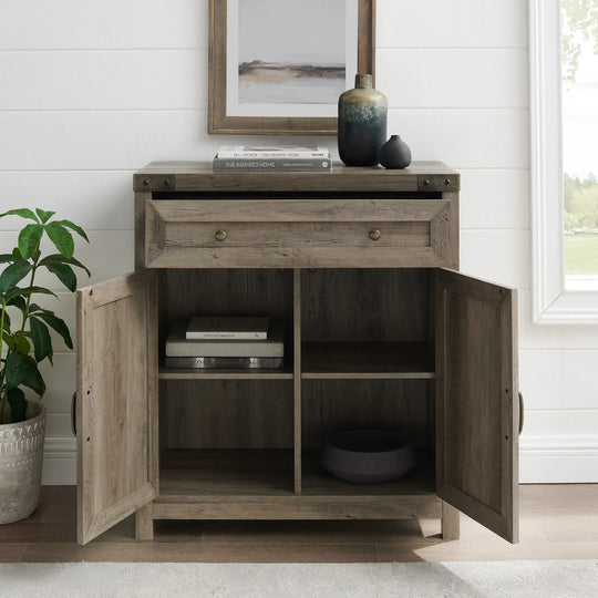 Barn Door Cabinet Grey Wash Jermecia