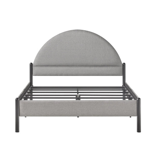 Queen Metal and Upholstered Bed with Arched Headboard Grey Hoopeston