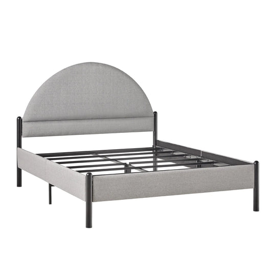 Queen Metal and Upholstered Bed with Arched Headboard Grey Hoopeston