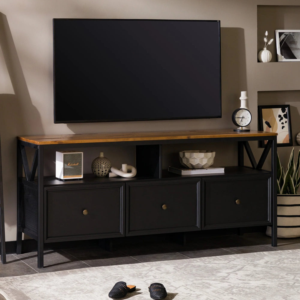 3 Drawer TV Console Rustic Oak Avalyse