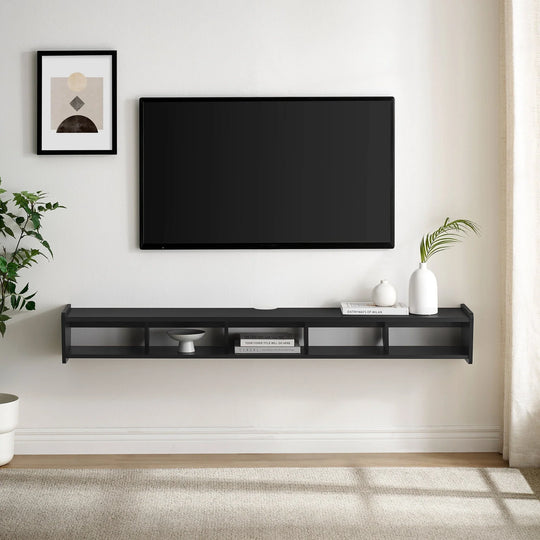 Floating TV Stand Solid Black Doyal