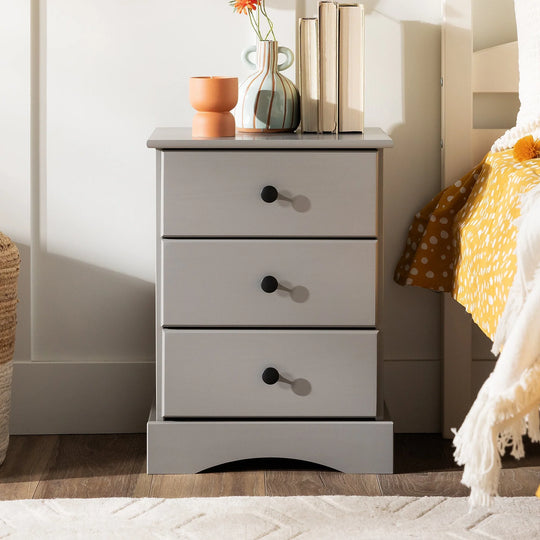 3 Drawer Bedside Table 2 Grey Palma