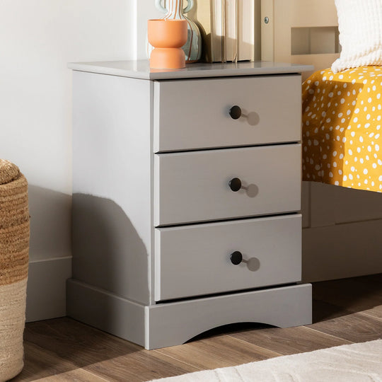 3 Drawer Bedside Table 2 Grey Palma