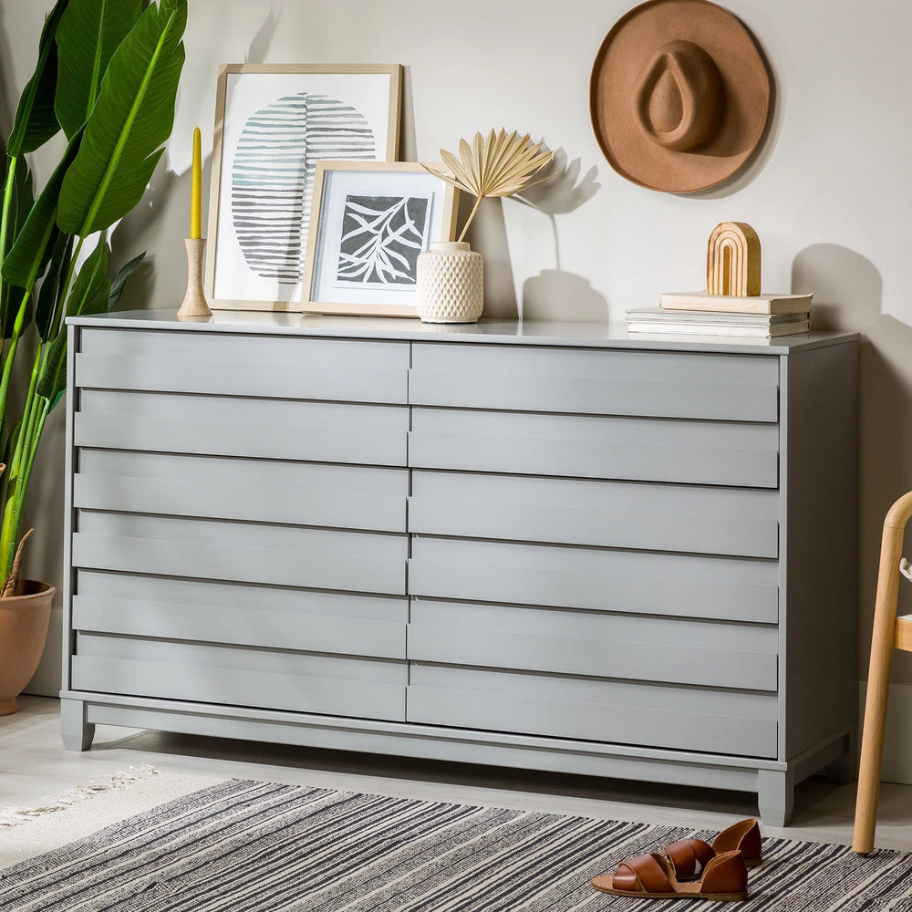 6 Drawer Solid Wood Dresser Grey Aleshia