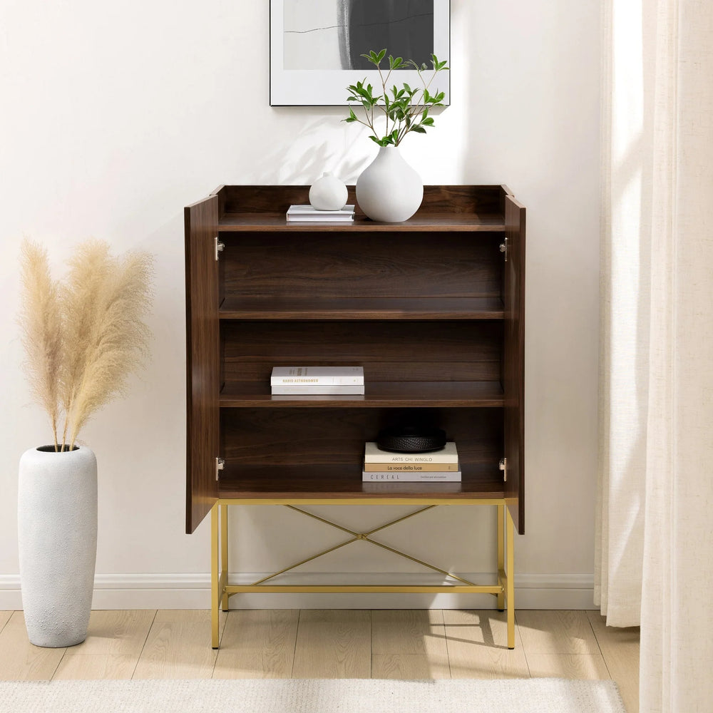 Tall Accent Cabinet with Inset Top Dark Walnut Kyce