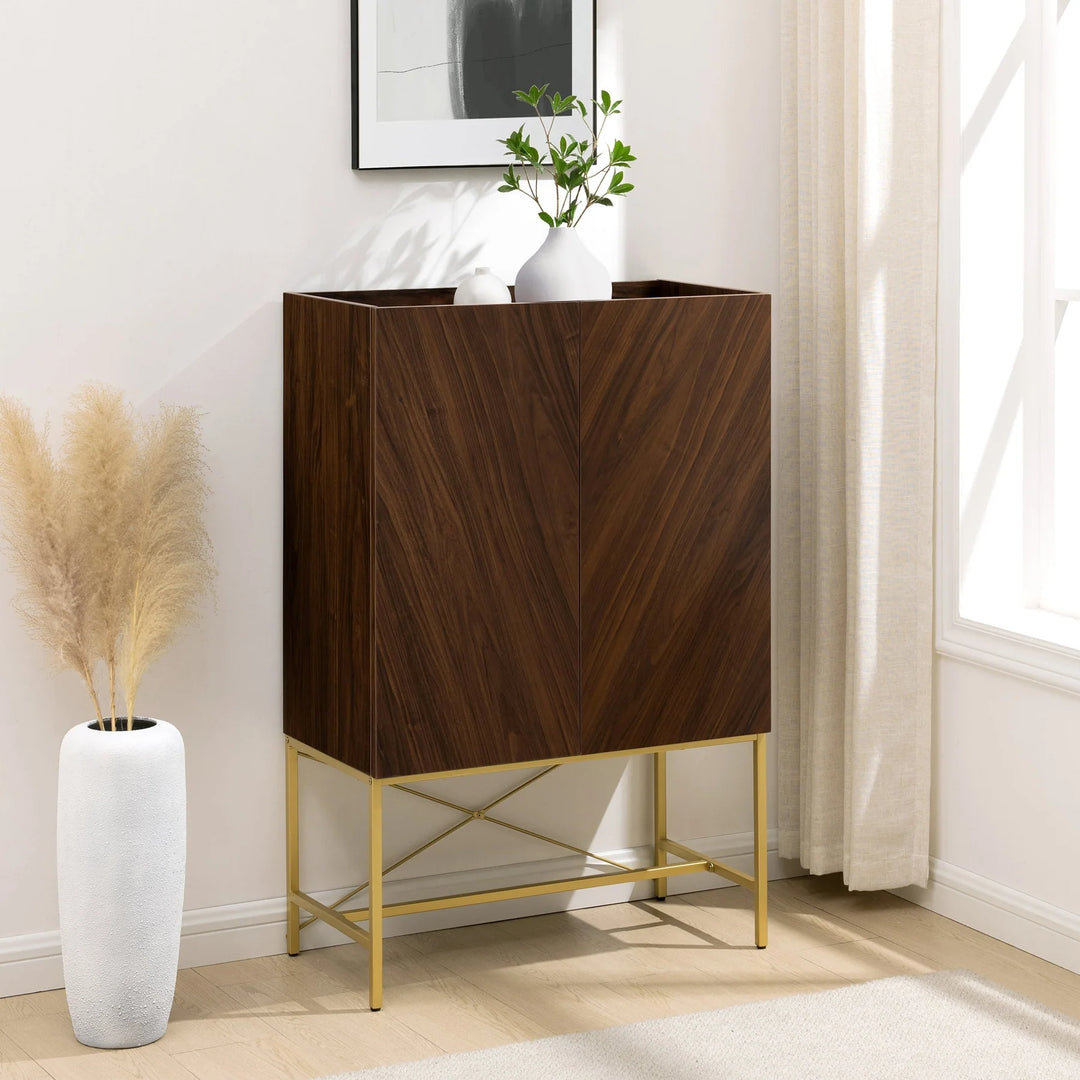 Tall Accent Cabinet with Inset Top Dark Walnut Kyce