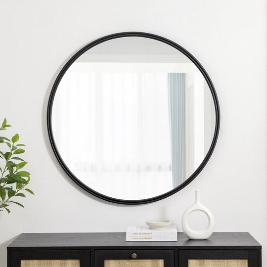 Double Ribbed Frame Mirror Black Baum