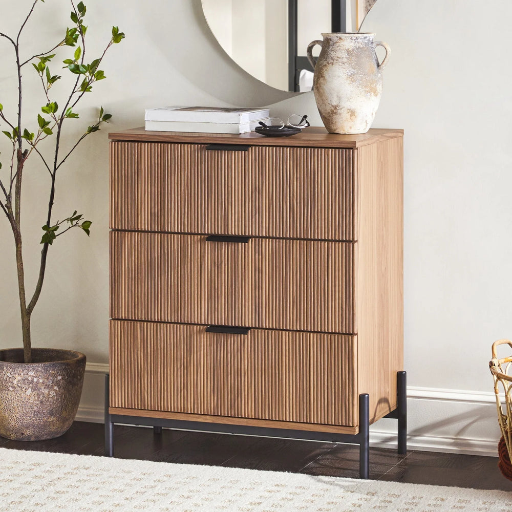 Modern Reeded Drawer Chest Mocha Malibu