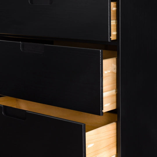 Modern 3 Drawer Solid Wood Dresser Black Janiely