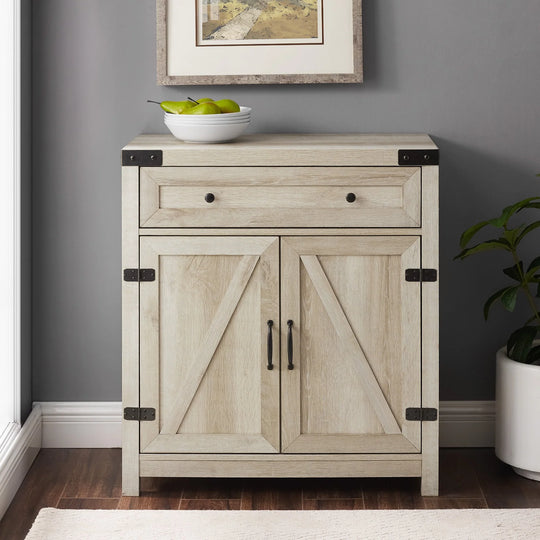 Barn Door Accent Cabinet White Oak Jermecia