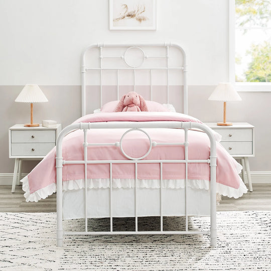 Metal Pipe Twin Bed White Elinor