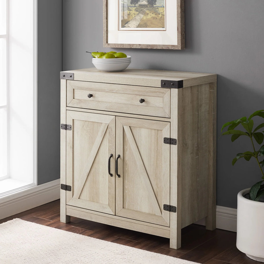 Barn Door Accent Cabinet White Oak Jermecia