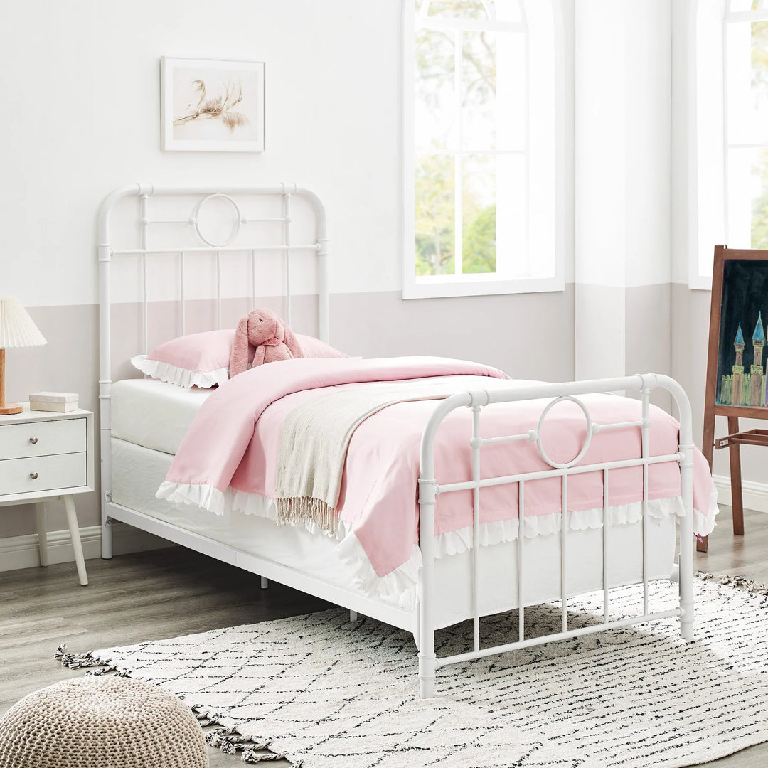 Metal Pipe Twin Bed White Elinor