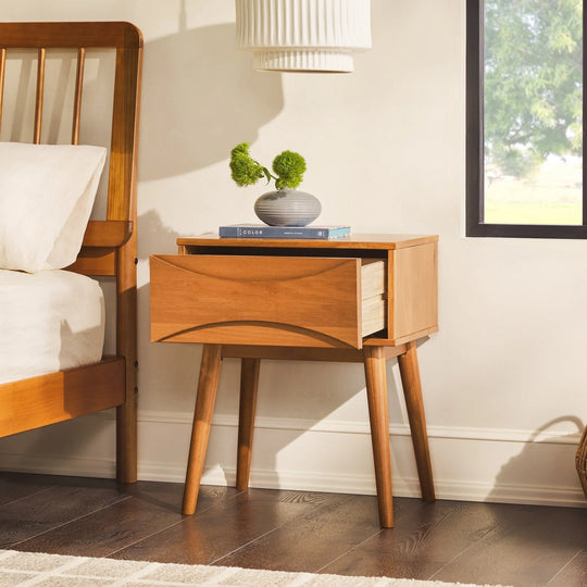 Solid Wood Modern Bedside Table Caramel Argatha