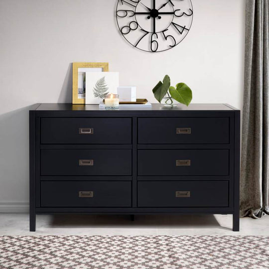 Solid Wood Modern Drawer Chest Black Bessan