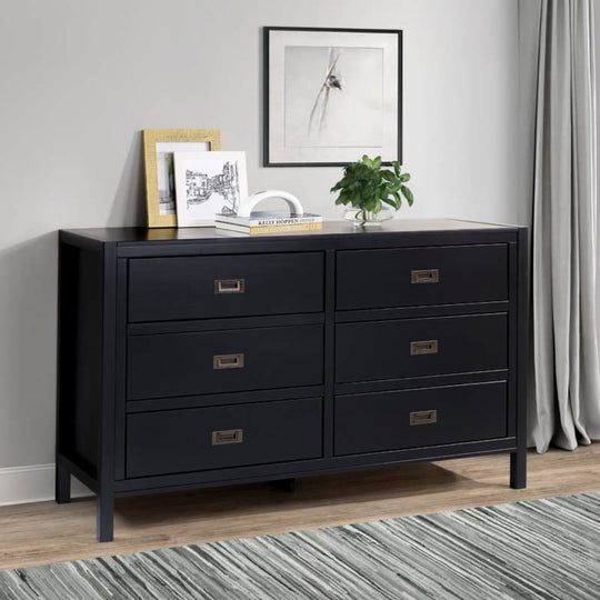 Solid Wood Modern Drawer Chest Black Bessan