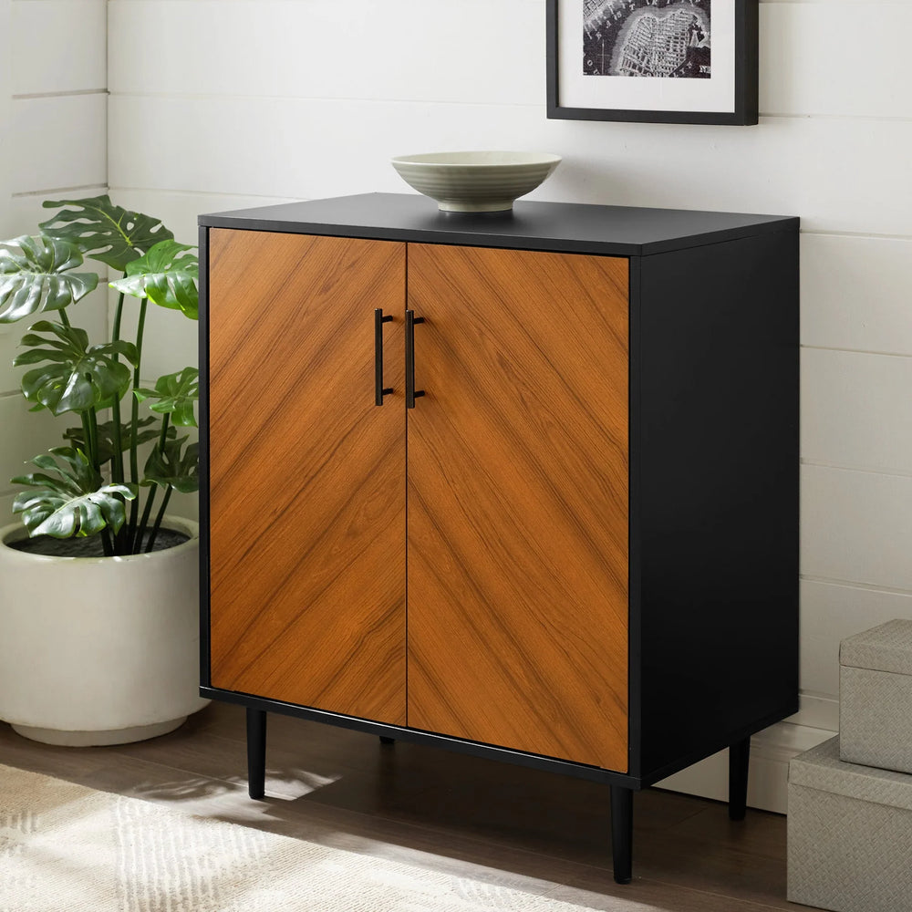Bookmatch Accent Cabinet Solid Black Hampton