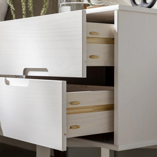 Modern Solid Wood Bedside Table White Janiely