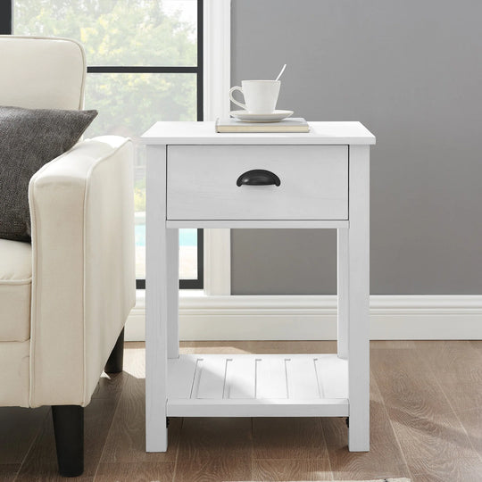 Bedside Table Brushed White Adrie