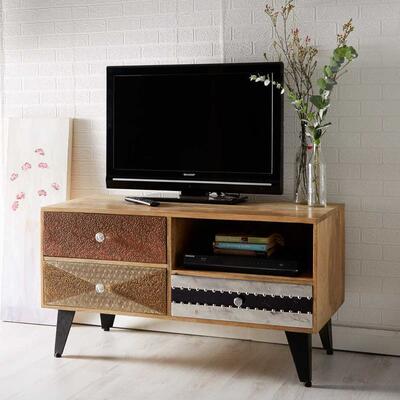 3 Drawer Quirky TV & Media Unit Reclaimed Sorio