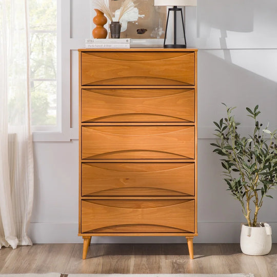 Solid Wood Modern Drawer Chest Caramel Argatha