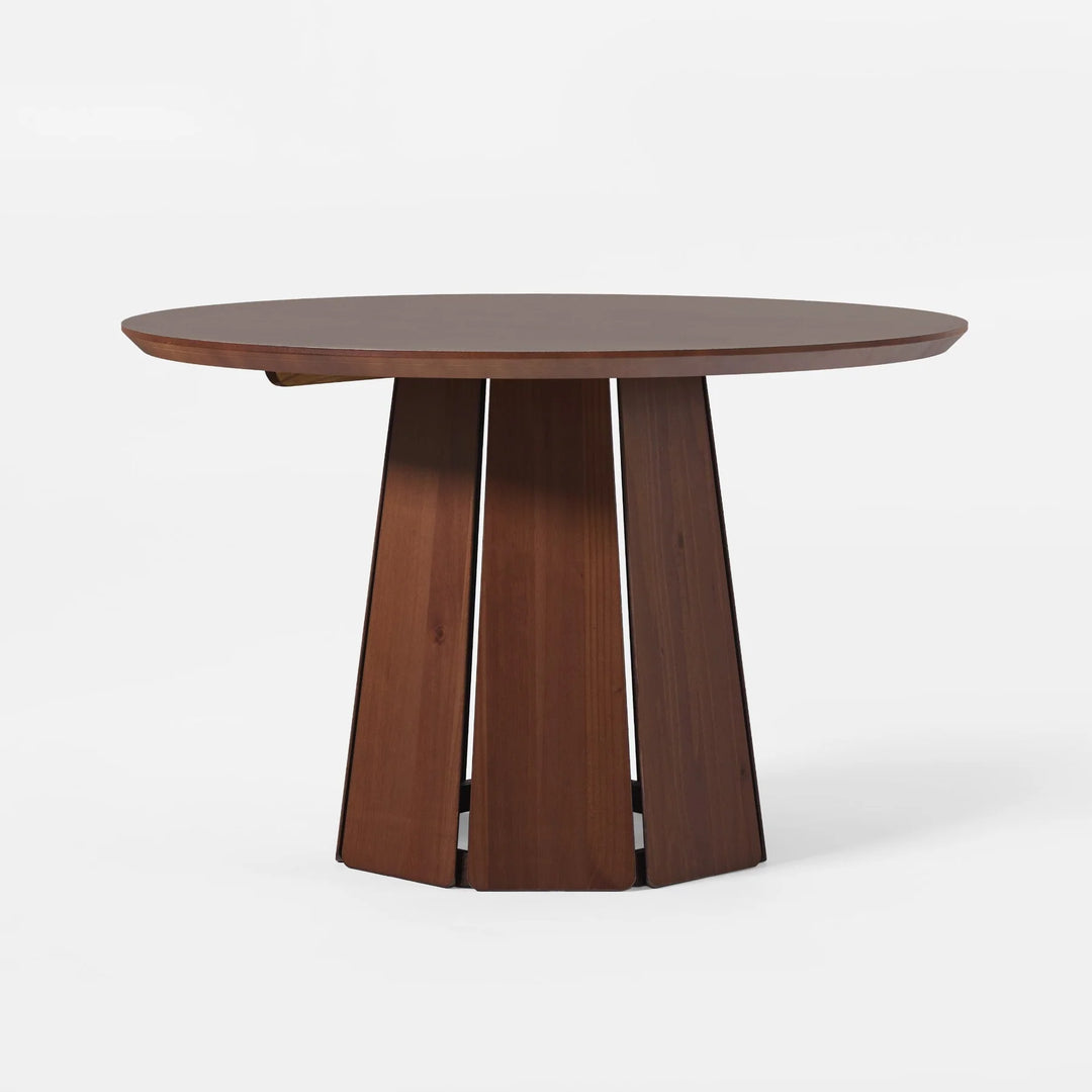 Round Solid Wood Pedestal Dining Table Brown Rathulf